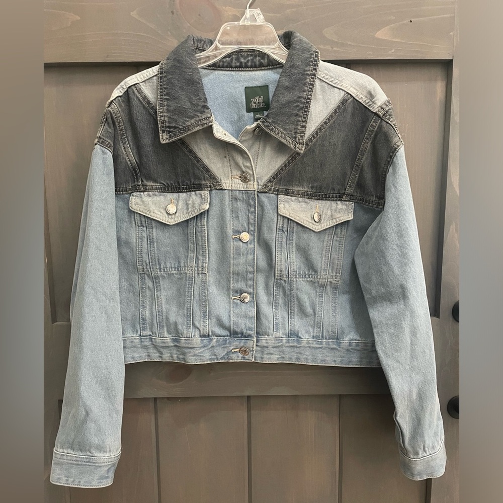 Wild Fabel 
Size Large 
Patch denim Jacket